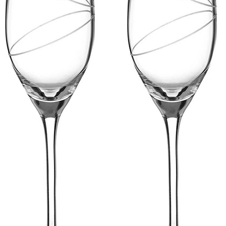 DIAMANTE - Venta al por mayor Copas de champán - Par de copas de champán Diamante Swarovski con diseño 'Ring' y cristales Swarovski1