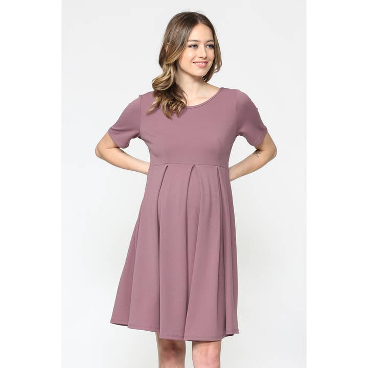 Hello Miz - Wholesale Dress - Maternity - Pleated Round Neck Maternity Skater Dress11