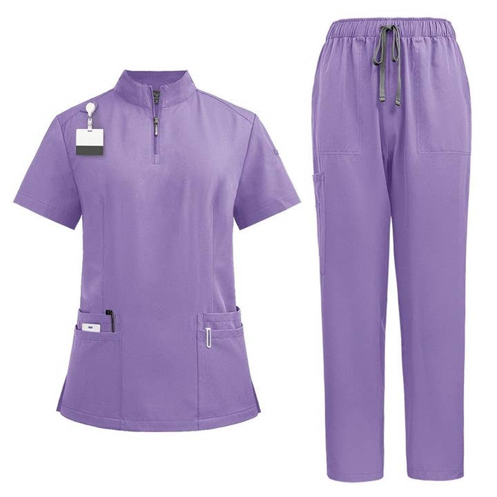 Plush Looks - Wholesale Top & Pant Set (NOT Loungewear) - Women's - Short Sleeve Straight Leg Scrub Suit5