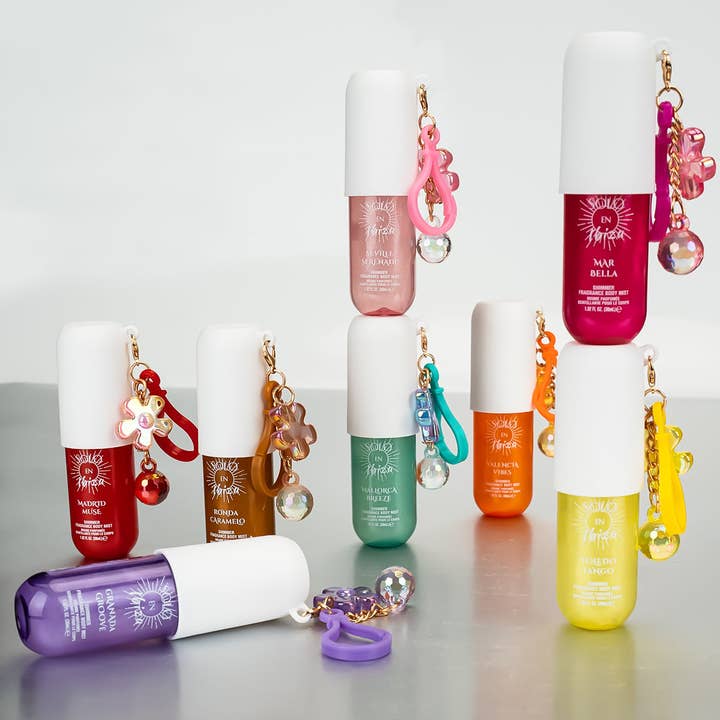 Fragrance Body Mist with Charm Keychain PDQ Display Case 24 for wholesale by United Scents