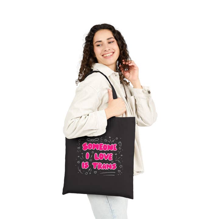 SoftBoysClub - Wholesale Tote Bag - Unisex - “Someone I Love Is Trans” Trans Ally Canvas Tote Bag13
