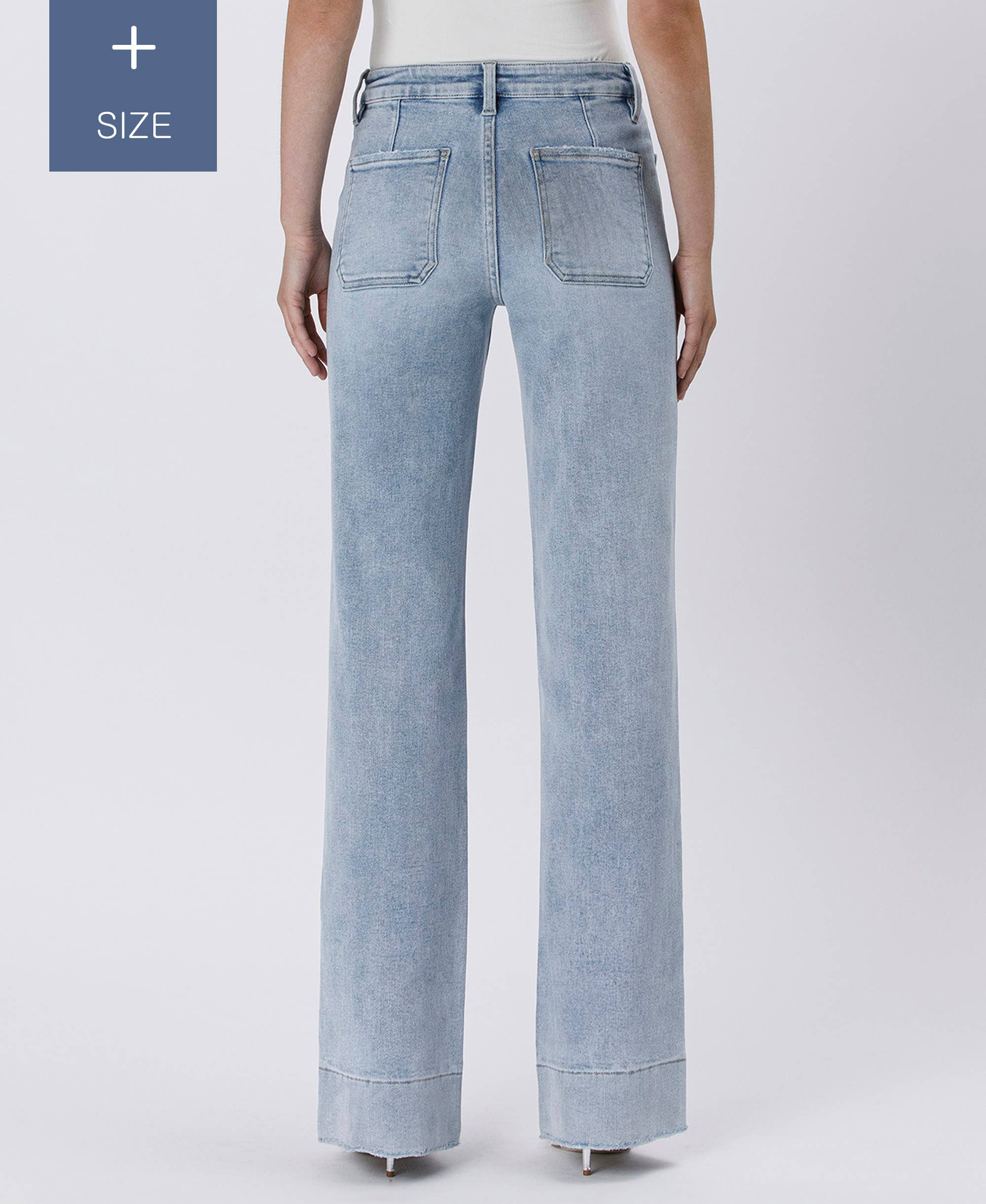 TENTAR JEANS ACAMPANADOS CON DOBLADILLO DE PANTALÓN DE TALLE ALTO DE TALLA GRANDE LV1602-P de venta al por mayor en Faire1