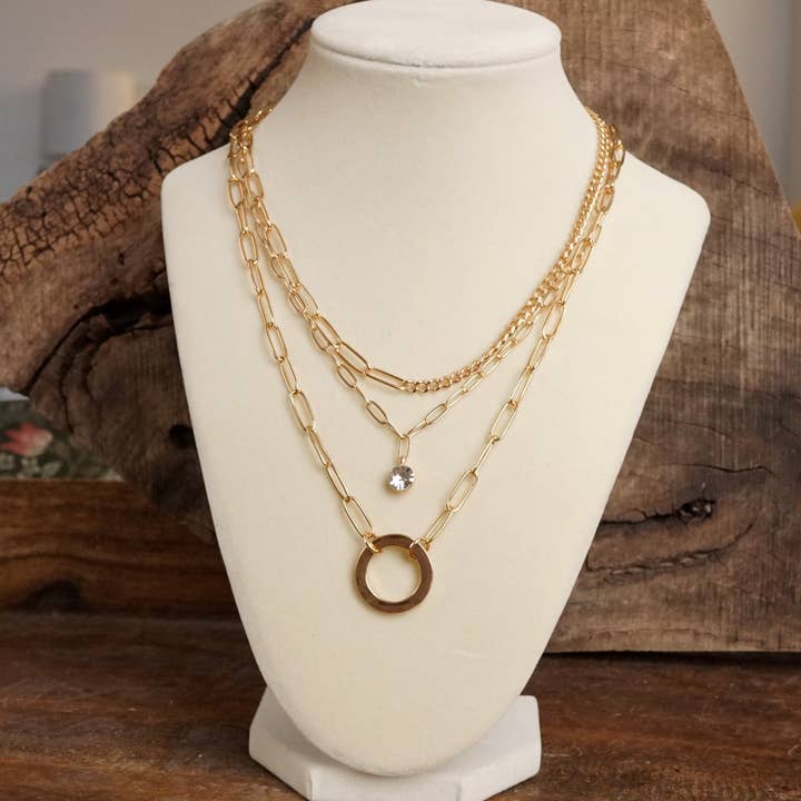 Layered Golden Necklace 3-in-1 for wholesale by PennyLine inc