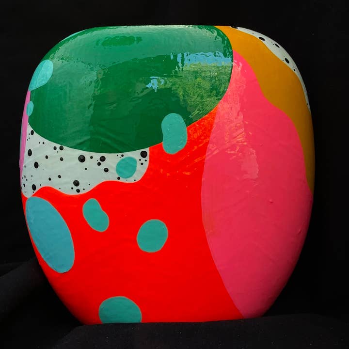 Artifacts of Joy - Wholesale Vase - Modern Artifact Face Vase/Planter Blue Bubbles Series2