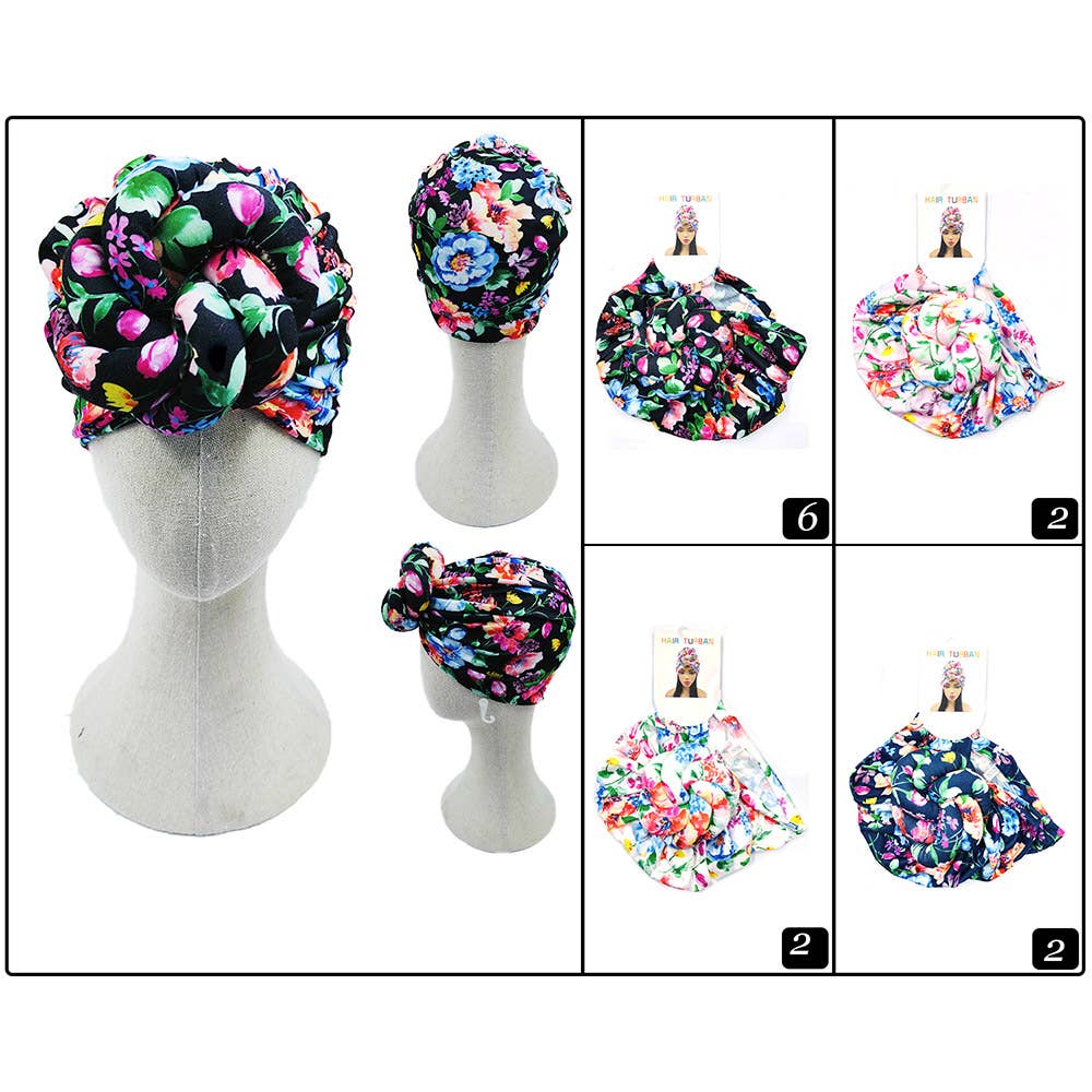 Sensibling Corp. - Wholesale Tulband - Dames - 12 stuks - Tulbandhoeden met bloemenpatroon1