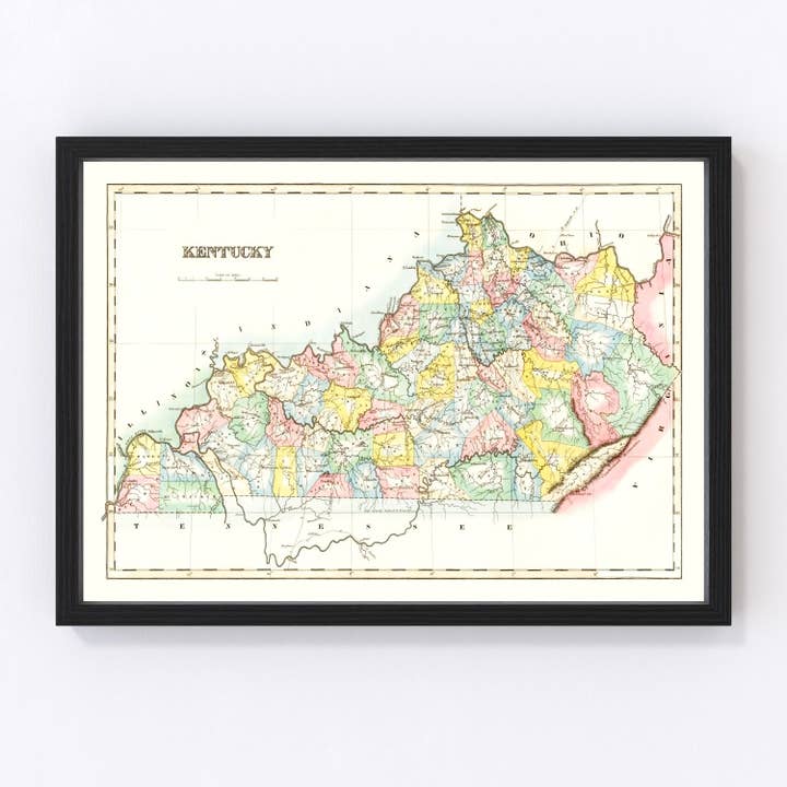 Vintage Map of Kentucky 1823 for wholesale by Ted's Vintage Art