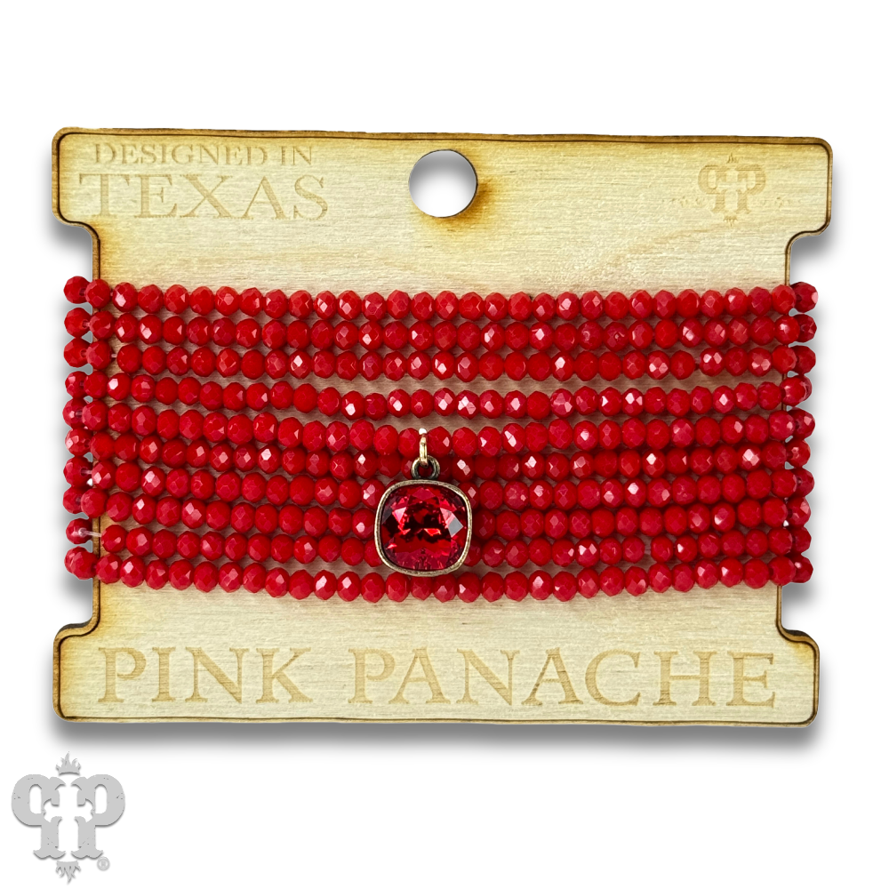 Pink Panache Brands - Wholesale Beaded Bracelet - Faceted small bead bracelet set with Austrian crystal - LC9