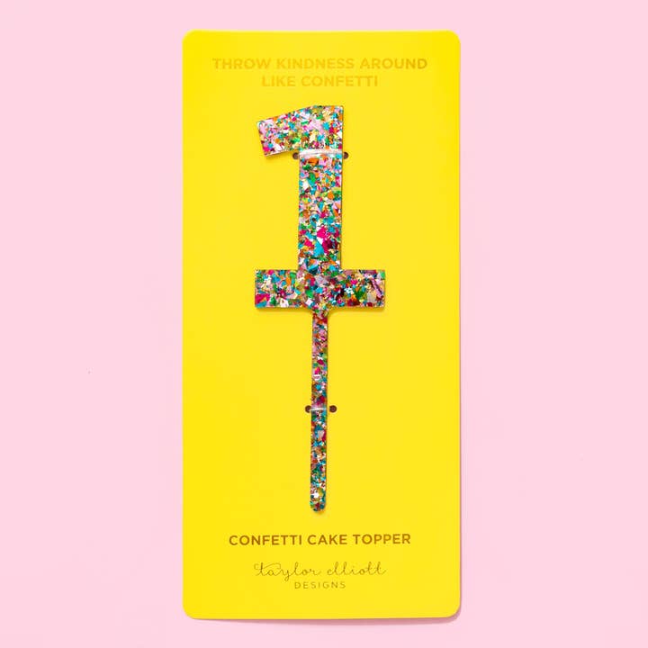Taylor Elliott Designs - Wholesale Cake/Cupcake Topper - Colorful Confetti Cake Toppers Num 0-9 - Each - Min. 42