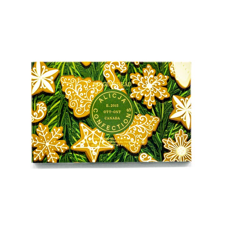 Alicja Confections - Wholesale Chocolate Bar - Gingerbread Milk Postcard Chocolate Bar