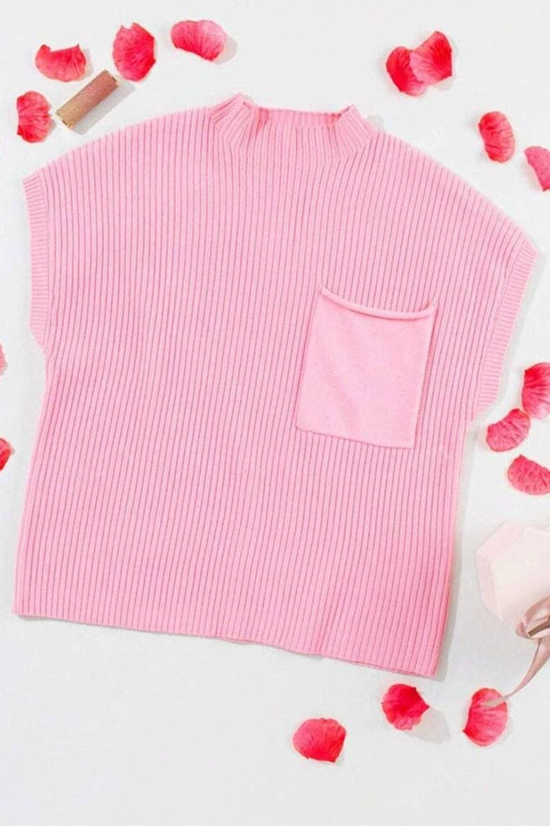 Mccolin - Wholesale Knit Sweater - Women's - Ribbed Short-Sleeve Mock Neck Sweater5