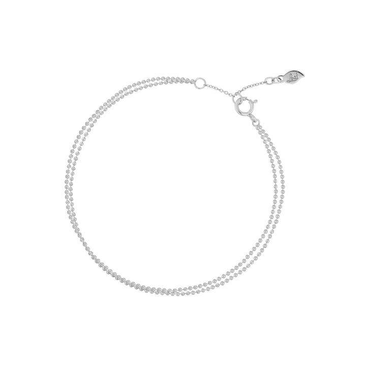 Ball Chain Double Bracelet, 14K White Gold for wholesale by Leaf Jewelry