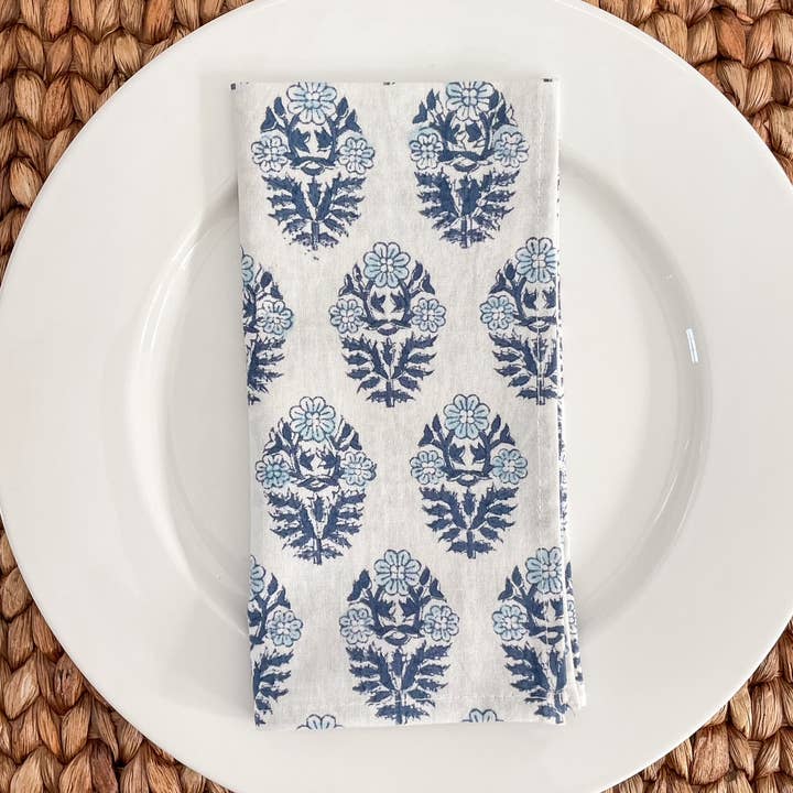 Kalyana Textiles - Wholesale Dinner & Cloth Napkin - Anusha Block Print Napkins (set of 4)0