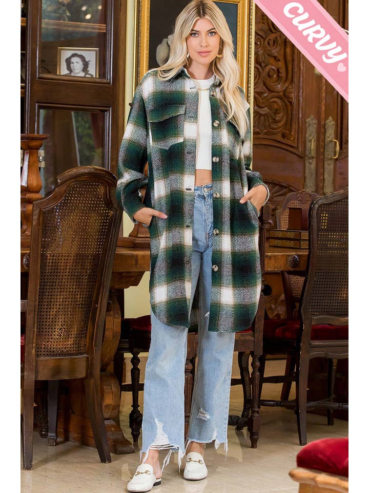 Sweet Lovely by Jen - Wholesale Shirt Jacket/Shacket - Women's - PLUS SIZE SHACKET /PLAID COAT53