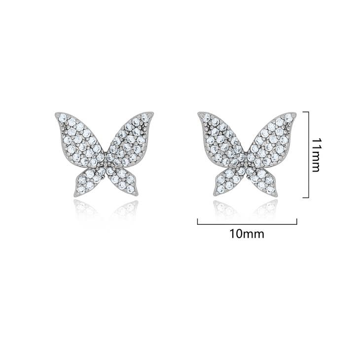 NY Jewelry House - Wholesale Stud/Post Earrings - Dainty Cubic Zircoina Butterfly Earrings1