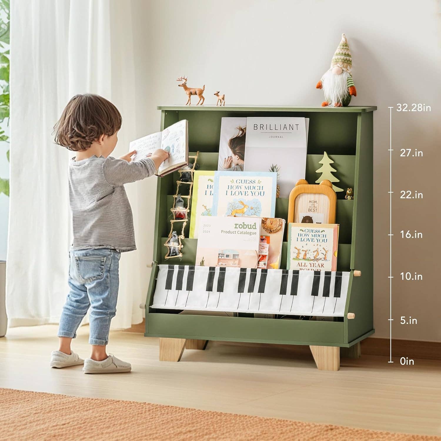 Robud & Mewoofun Official Store - Wholesale Bookcase - ROBOTIME 4-Tier Kid Toddler Bookshelf Front and Back Storage13