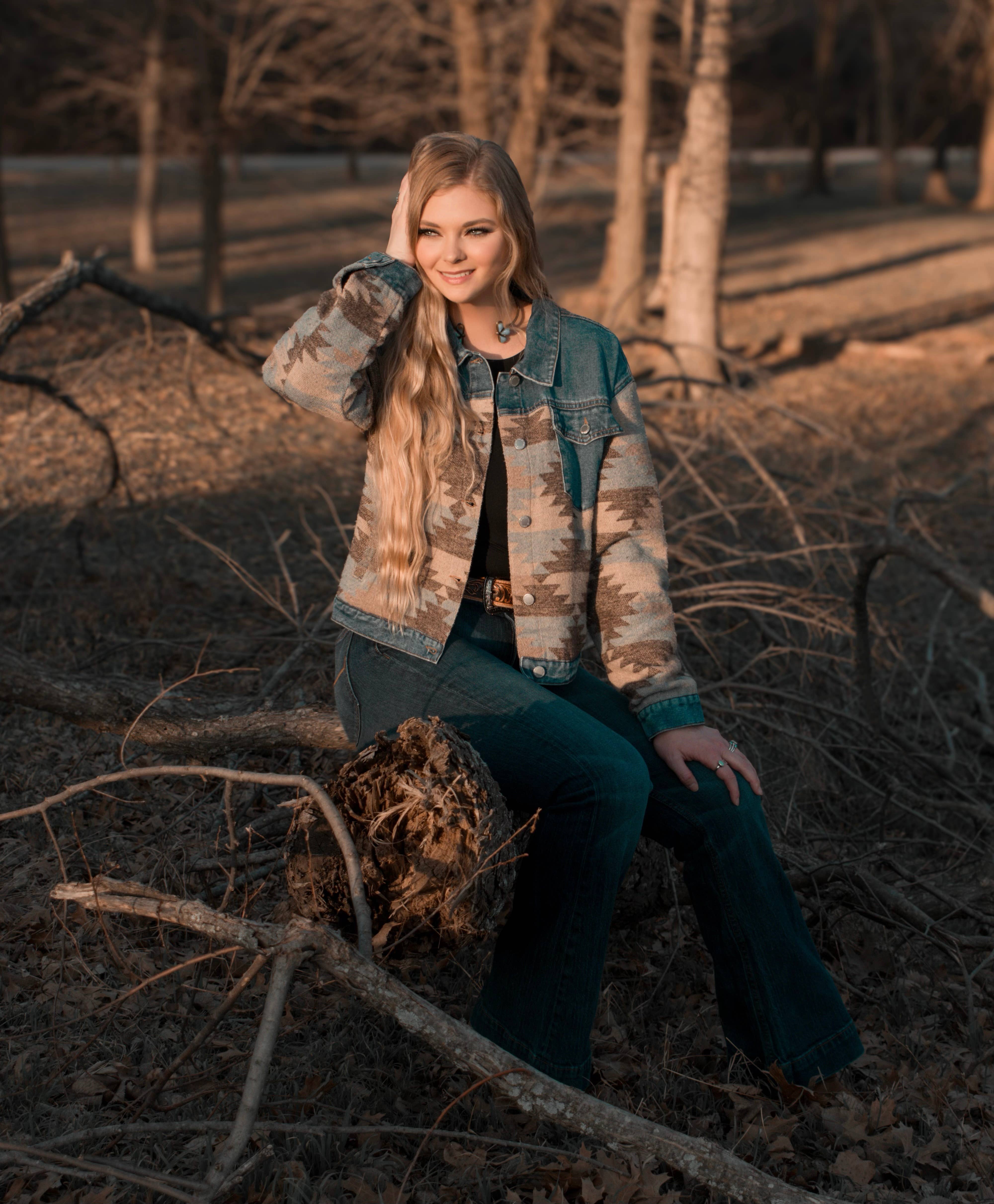 DENIM Damjeans med Aztekisk Modejacka-L-25917 för wholesale på Faire3