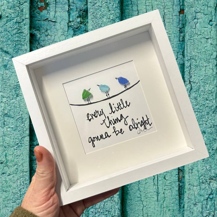 Every Little Thing MINI - Sea Glass Art - 6x6 Framed for wholesale by Back Bay Designs