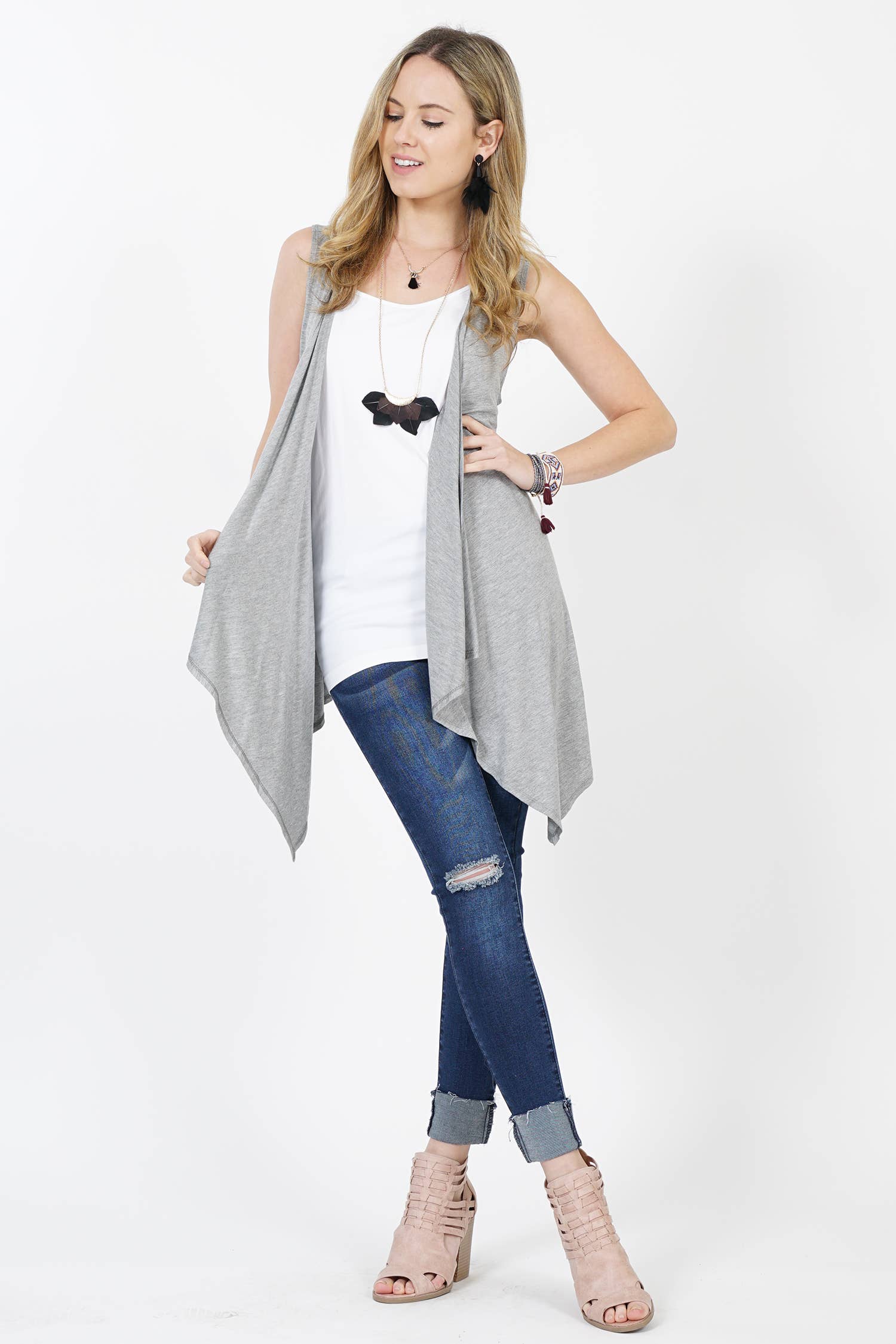 42POPS – wholesale Kofta - Dam – Ärmlös draperad öppen kofta9