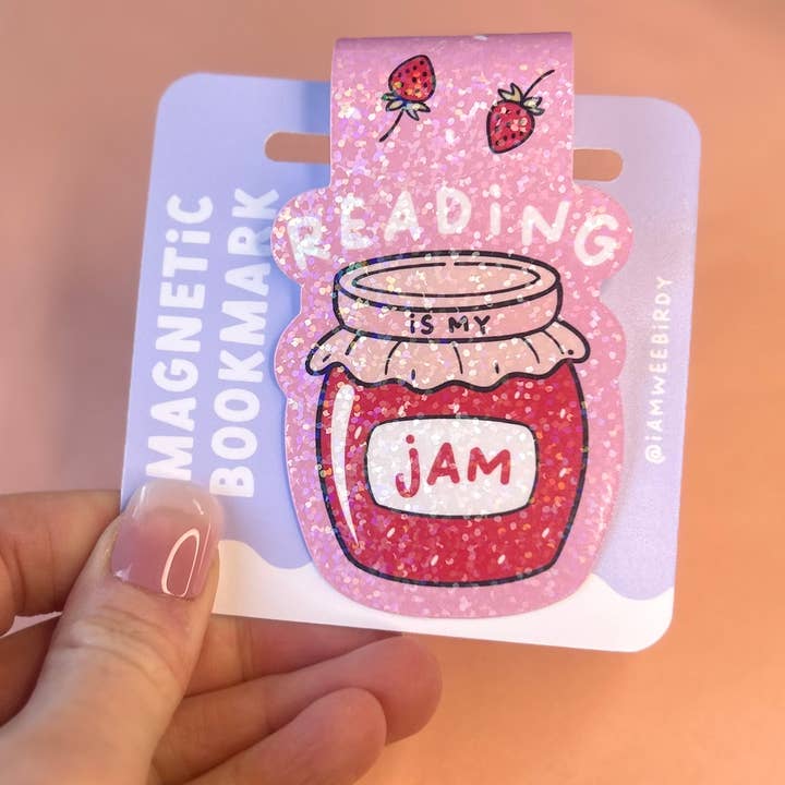 Wee Birdy - Wholesale Bookmark - Reading Is My Jam Sparkly Magnetic Bookmark 2