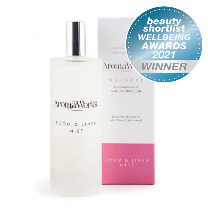 Nurture 100ml Room Mist with May Chang & Roman Chamomile for wholesale by AromaWorks London