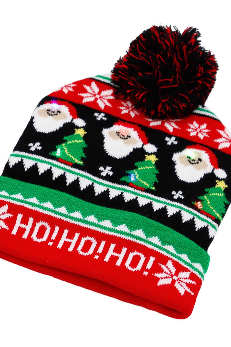 ASSORTED Christmas LED Light-Up Single Pom Beanie for wholesale on Faire4