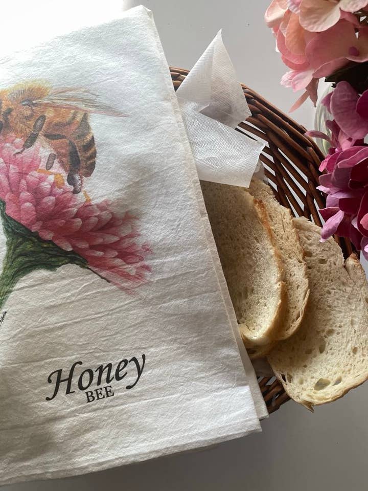 Honey Bee - Tea Towel for wholesale by Bird Art by KB