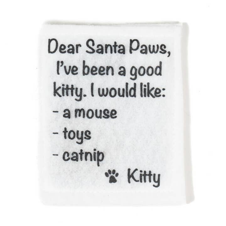 Lettre faite à la main aux pattes du Père Noël pour la vente par meowbox