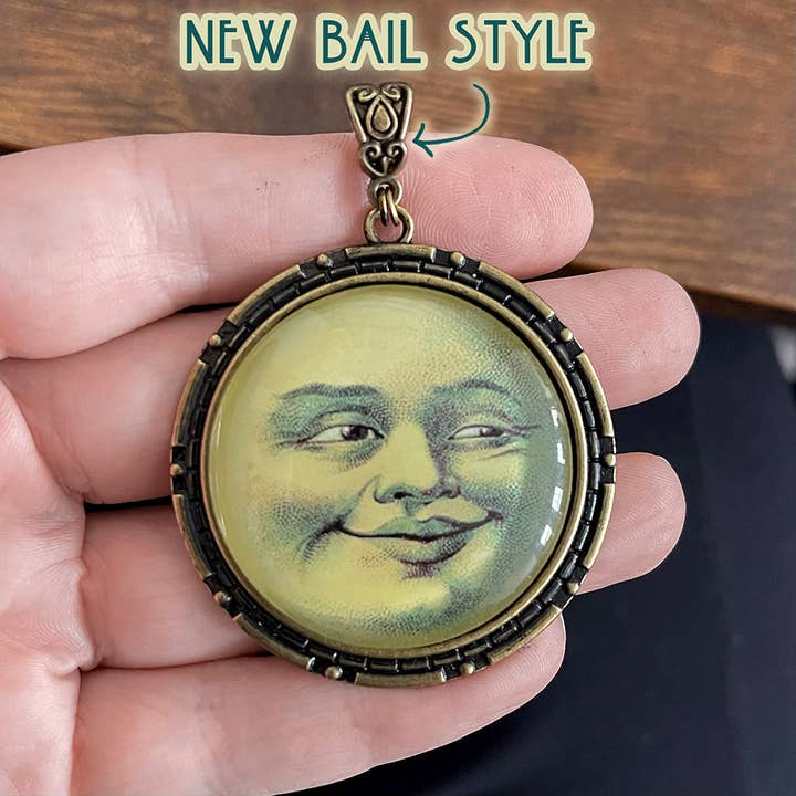 Asunder Bazaar - Wholesale Pendant/Charm Necklace - 5pc Handmade Eclectic Vintage Cameo Necklaces on Cards Large