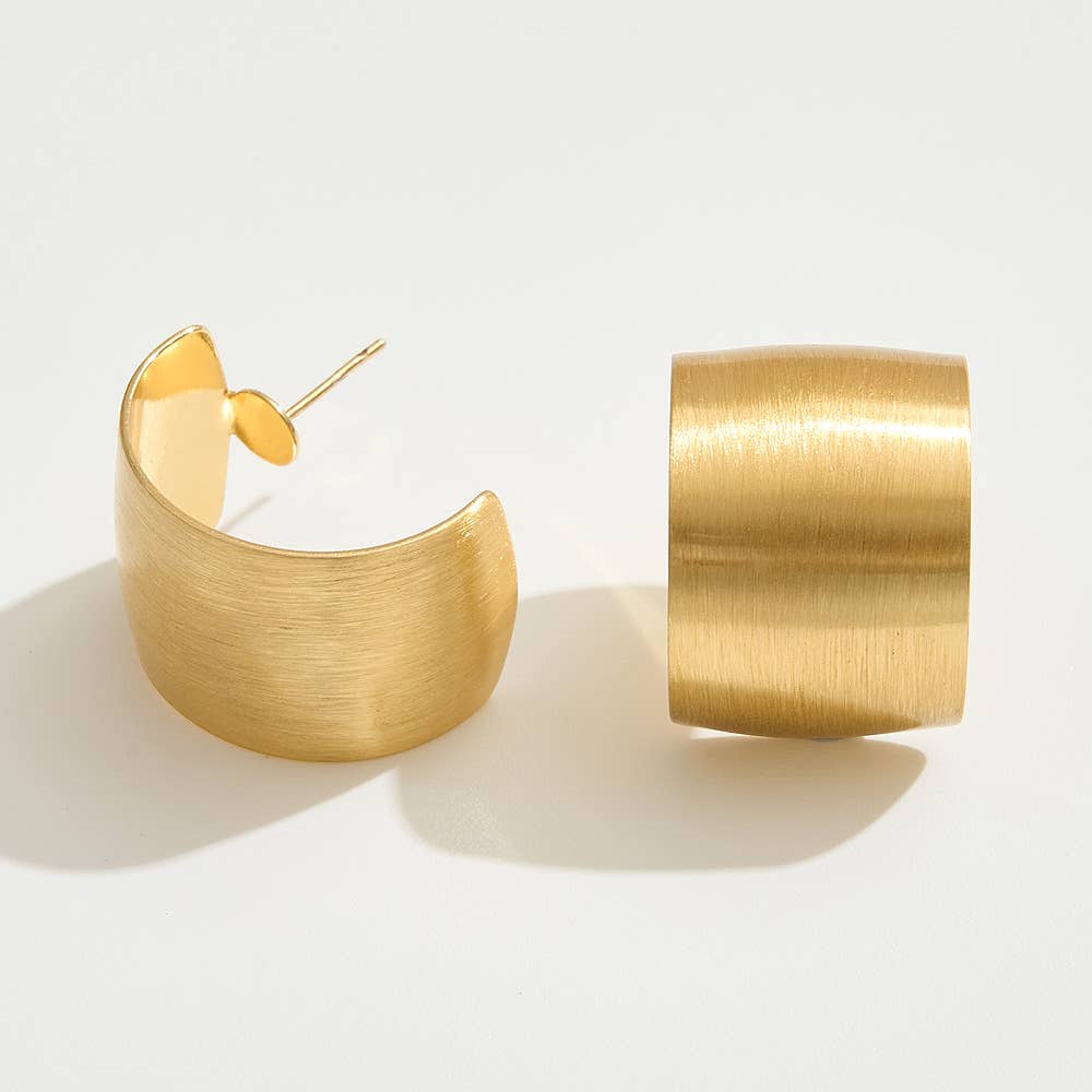 Sensibling Corp. – wholesale Hoop earrings – 14K Gold Dipped Brushed Wide Hoop Earrings1