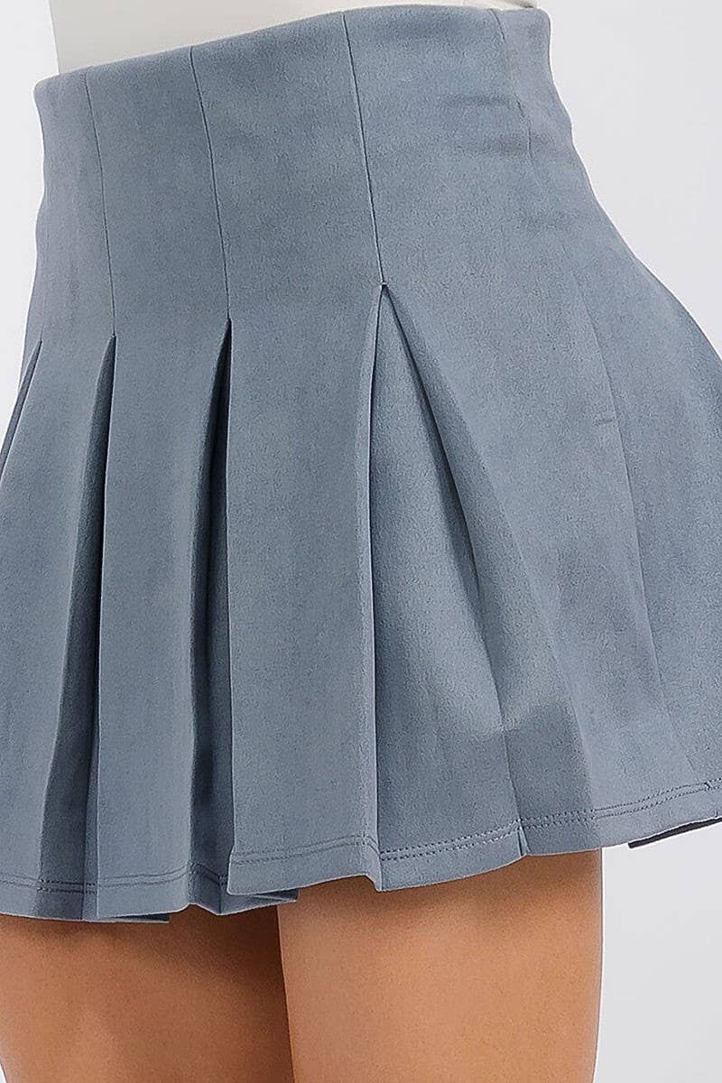 ROUSSEAU – wholesale Kjol - Dam – Sammet elastisk midja veckad utsvängd minikjol14