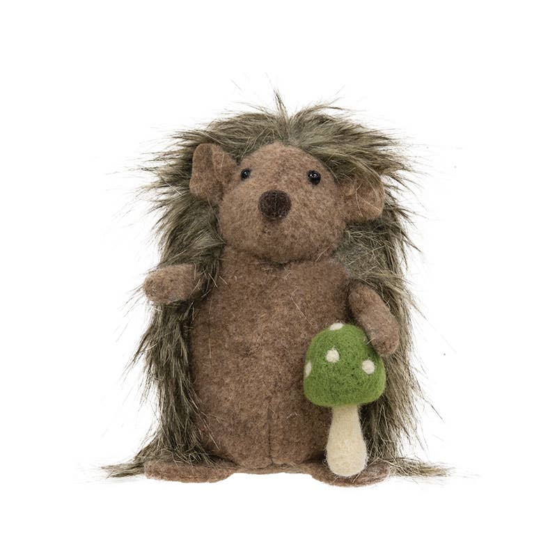 Bright Ideas - Wholesale Decorative Tabletop Object - Plush Hedgehog w/Felted Mushroom