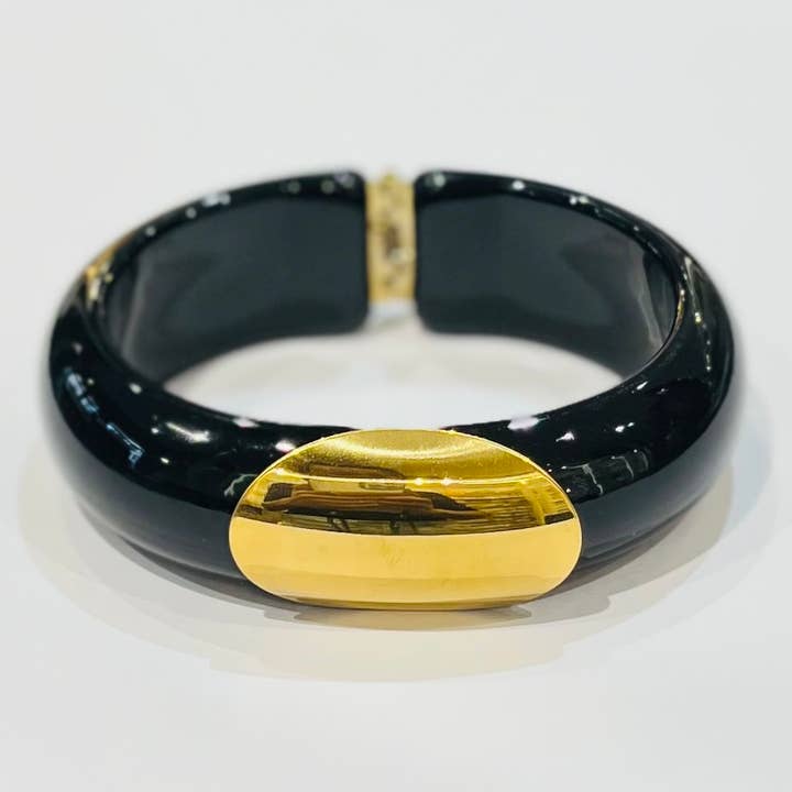 Openable resin bangle with central steel plate for wholesale by Bijoux 7bis