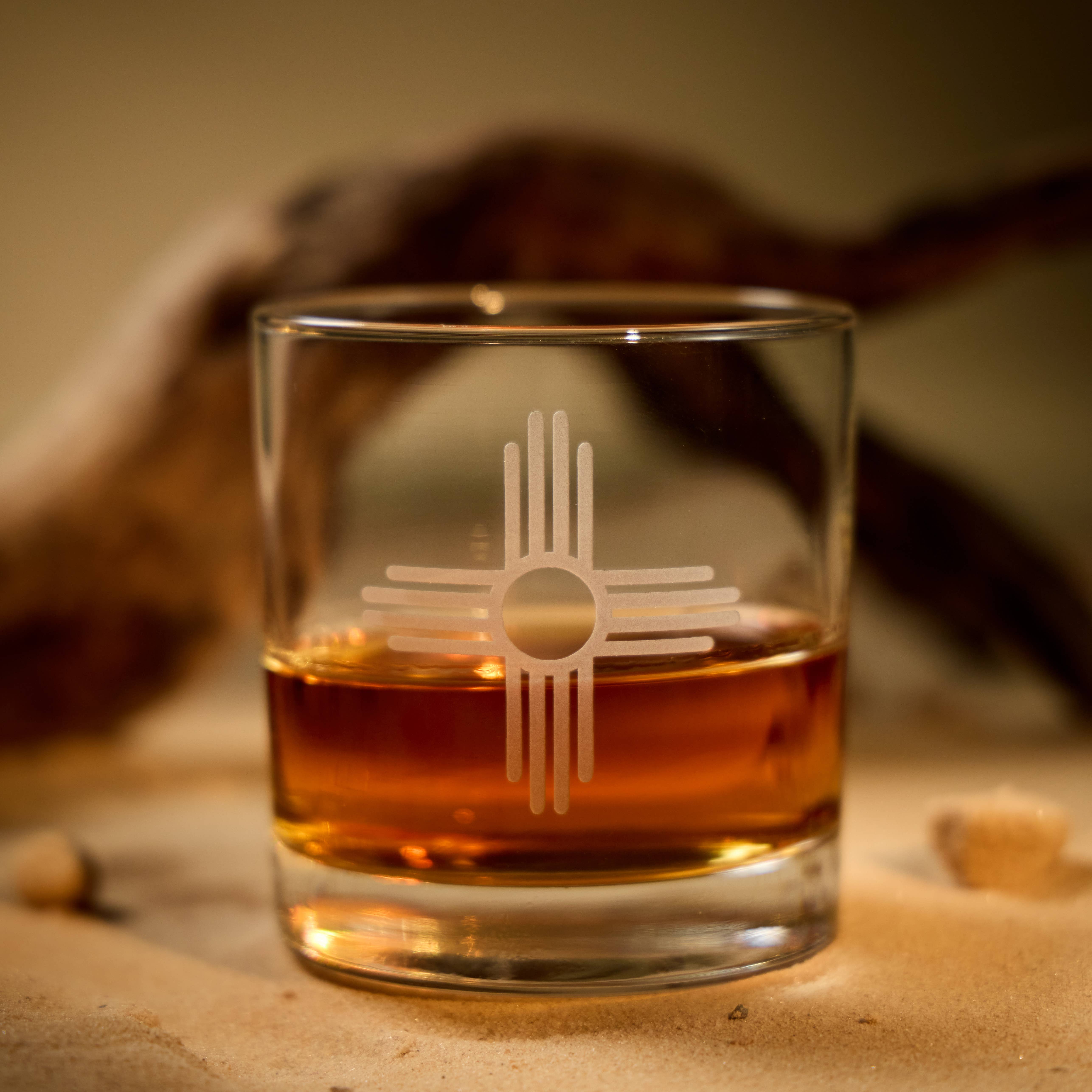 A to Z Imaging and Design - Wholesale Cocktail/Liquor Glass - Zia Symbol Whiskey Glass – Southwest-Inspired Rocks Glass2