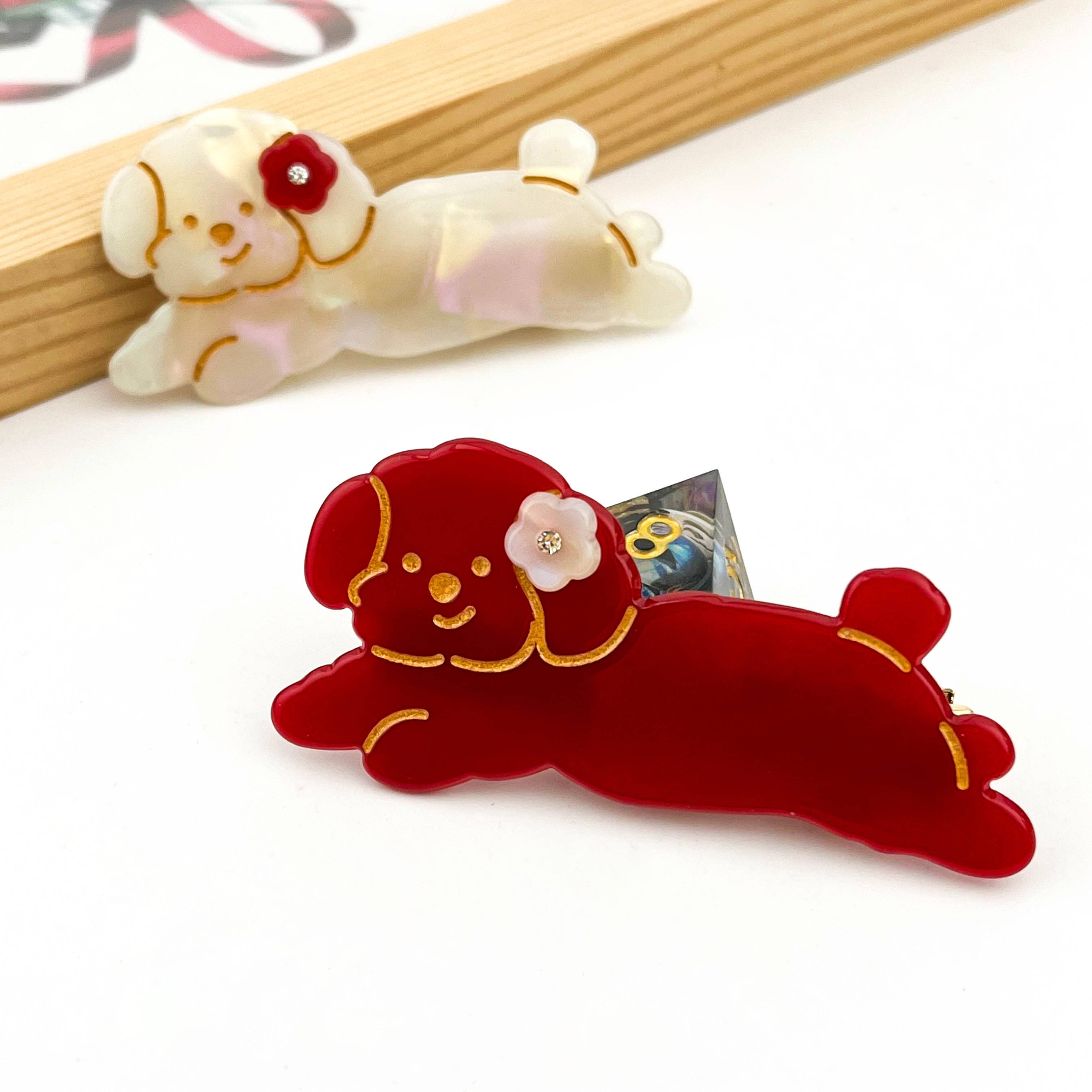 SoapElenGlen - Wholesale Hair Clip - Women's - Running Puppy Hair Clip, Cute Animal Acetate Hair Barrette6