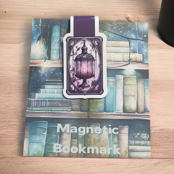 Lovely illustrated printed Purple Tarot Card Lantern Magnetic bookmark, Page Saver, Book Lover Gift, for wholesale by simply creative