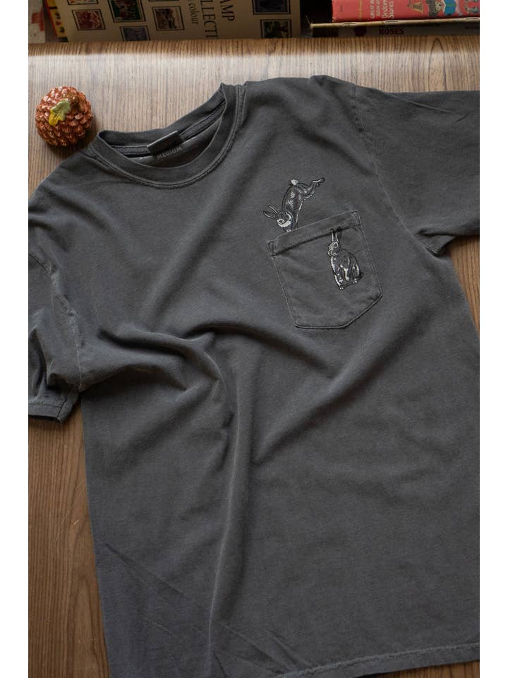 Stay Home Club - Wholesale Screen Printed T-Shirt - Unisex - Rabbit Hole Pocket Tee