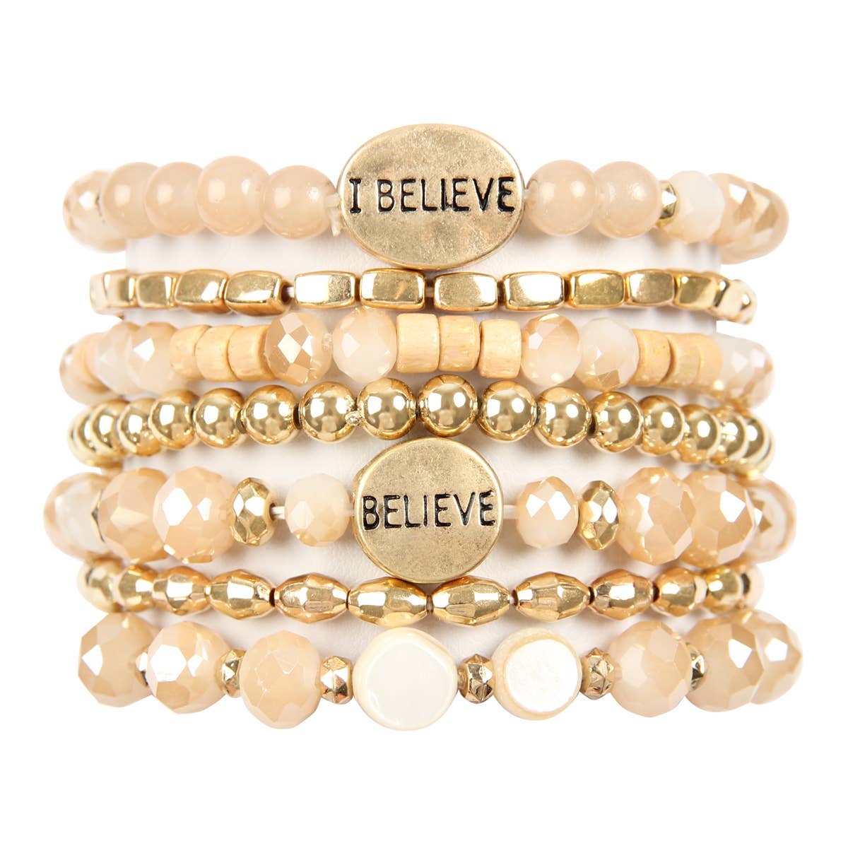 MYS Wholesale Inc - Wholesale Beaded Bracelet - Trendy I Believe Charm Mix Beads Stackable Bracelet6
