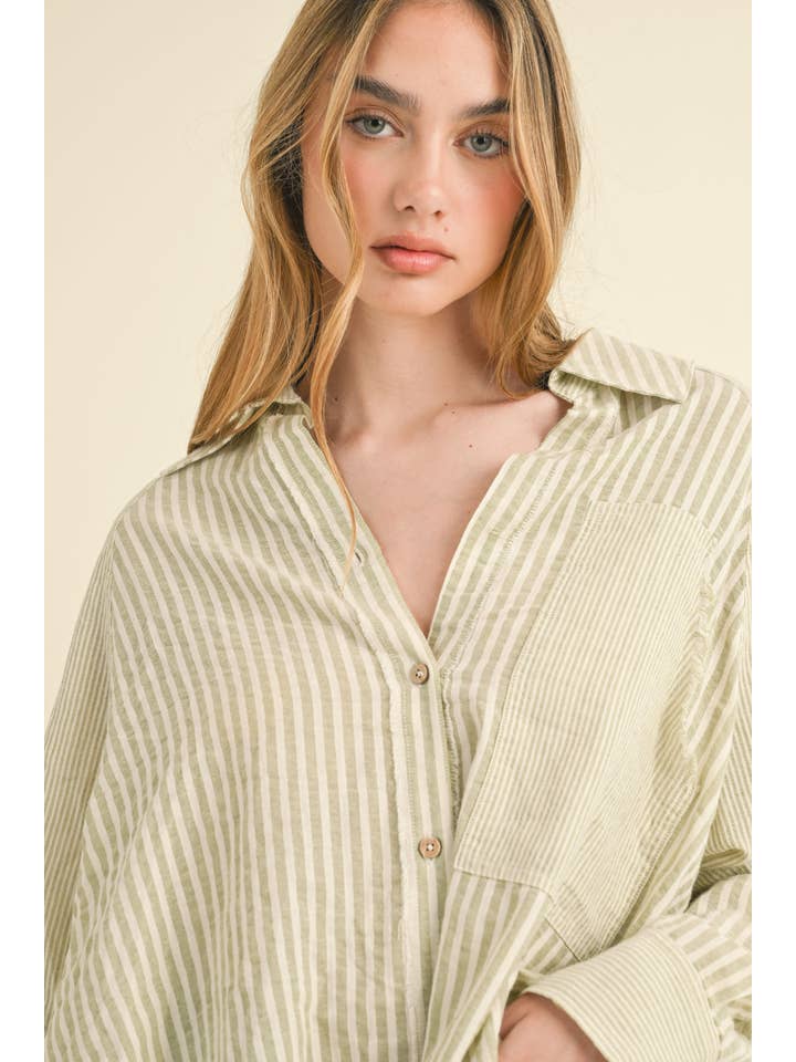 T4017 MULTI STRIPE PATTERN BUTTONDOWN SHIRTS for wholesale on Faire
