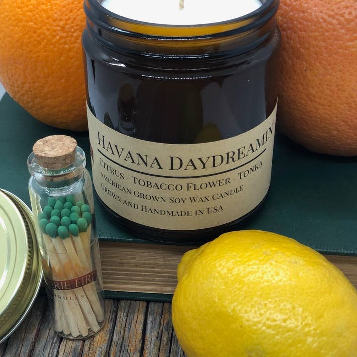 Prairie Fire Candles - Wholesale Jar/Filled Candle - Havana Daydreamin' Soy Candle | 9 oz Amber Apothecary Ja0