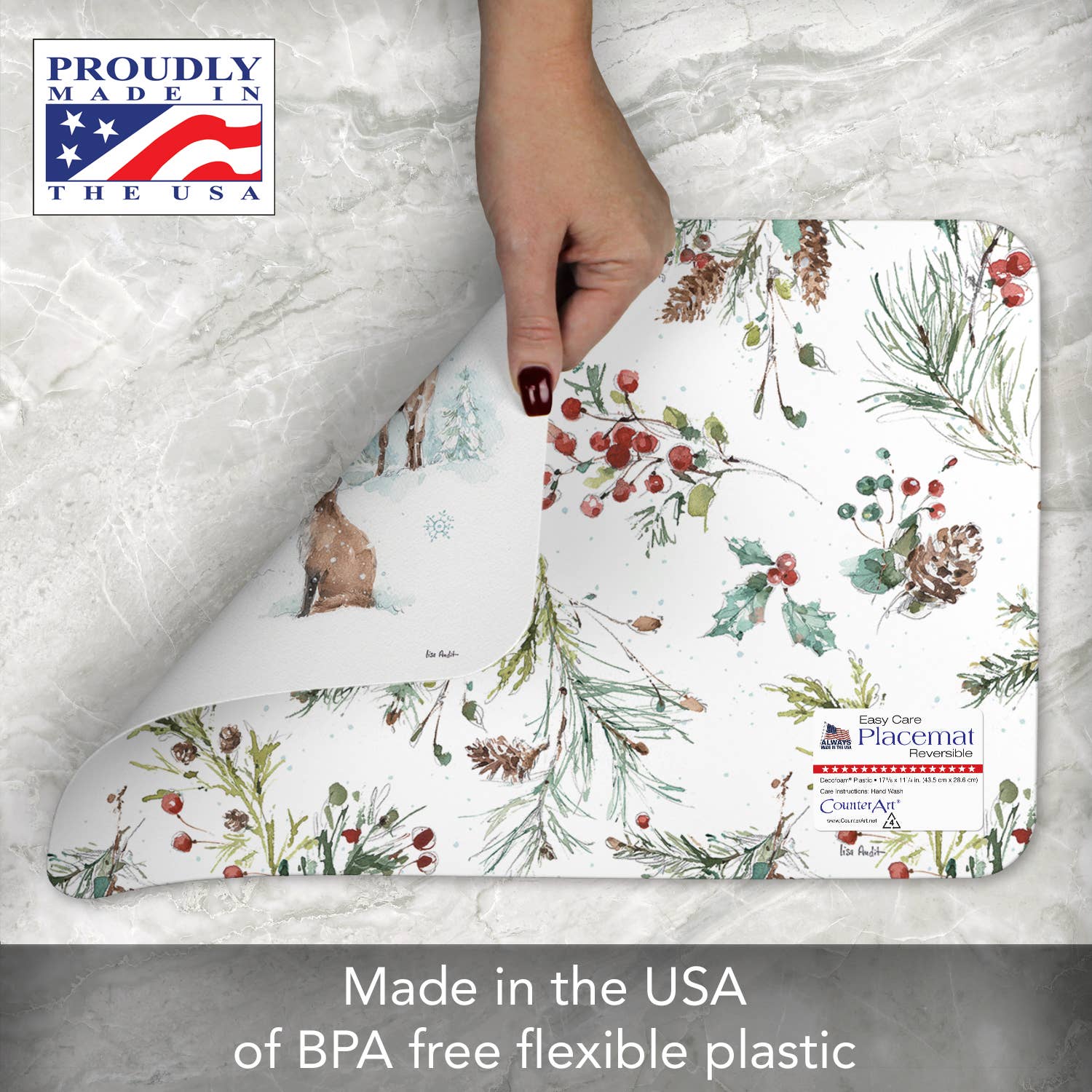 CounterArt/Highland Home/Thirstystone - Wholesale Placemat - Magical Holidays Reversible Rectangular Plastic Placemat1