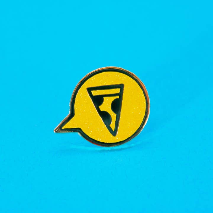 Pizza Talk Glitter Enamel Pin for wholesale by Hi, Hello There