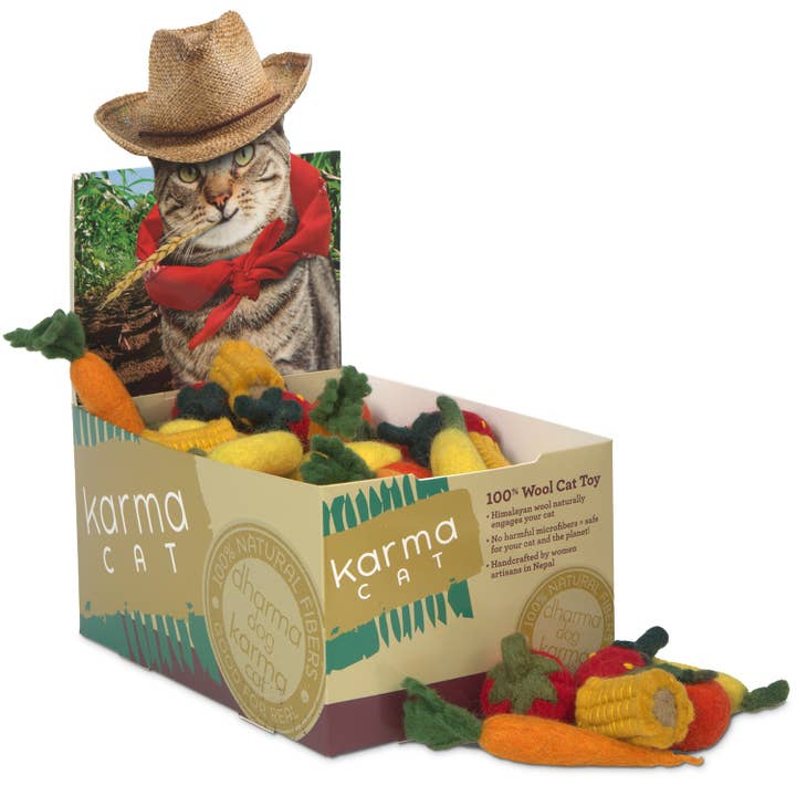 Karma Cat Inc. - Wholesale Pet Toy - Cat - Farmer Cat Wool Pet Toy - 60 Asst. Counter Display1