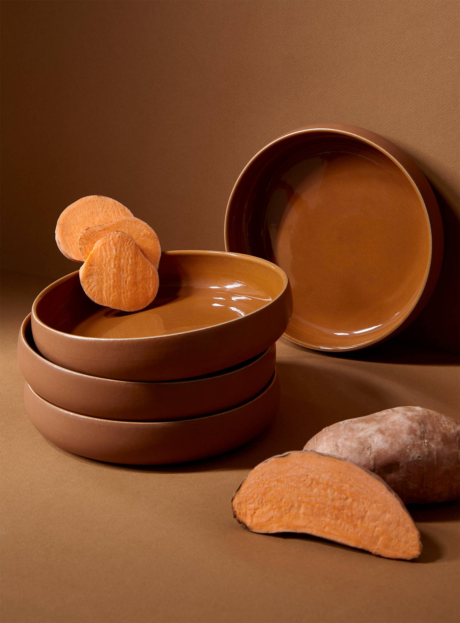 GHARYAN Stoneware & Olive Wood Tableware | Ships from USA - Wholesale Salad Plate - Handmade Stoneware Pasta/Salad Plate | Edan 7.9"12