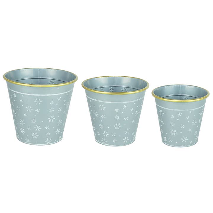 Schneeflocke Weihnachts-Grauer Pflanzeneimer, 3er-Set für den Großhandel von Hanna's Handiworks