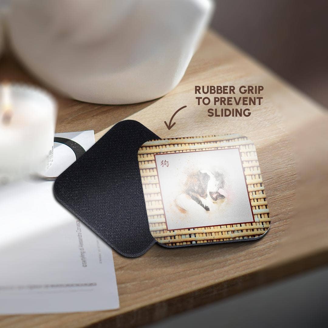 3dRose - Wholesale Coasters - 3dRose, Saint Bernard on Realistic Bamboo Look ,Sign of the Dog in Chinese, Coaster10