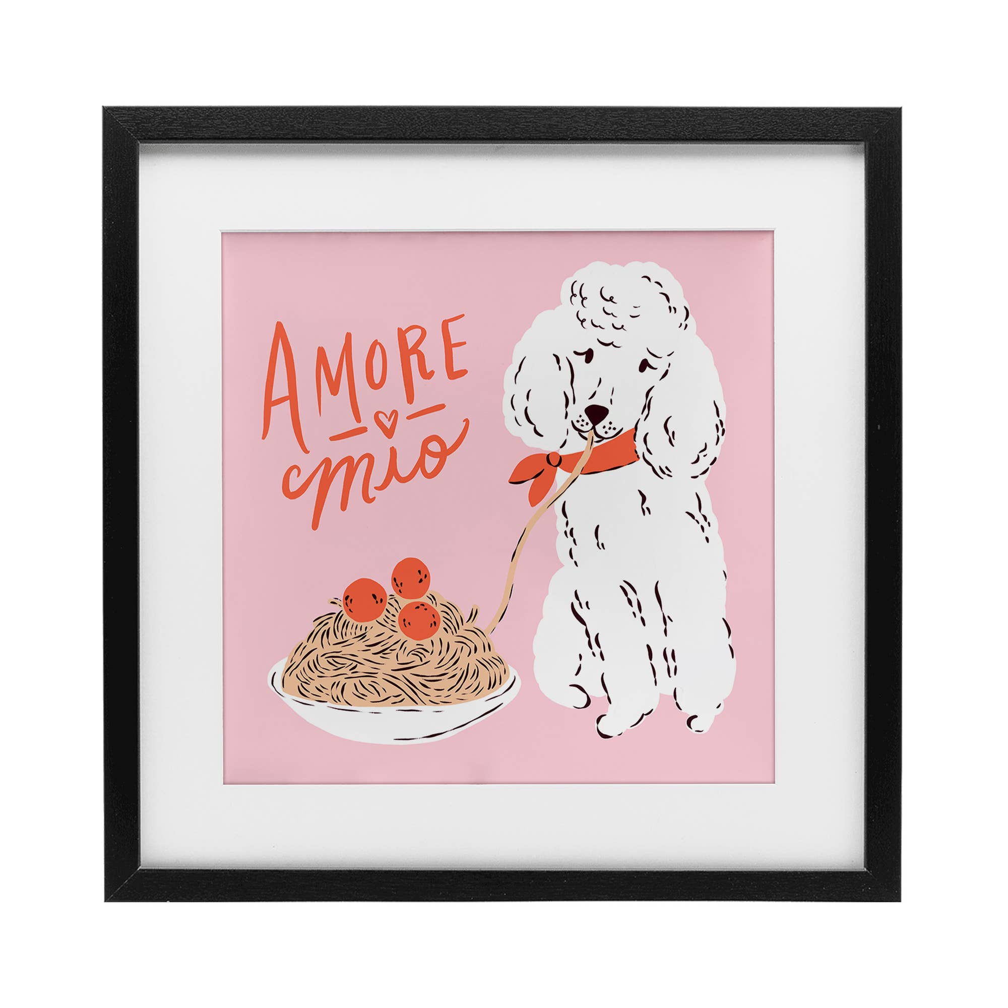Stupell Industries – Engroshandel Vægskilt – Amore Mio Pasta Poodle - Print Under Glas Vægkunst0