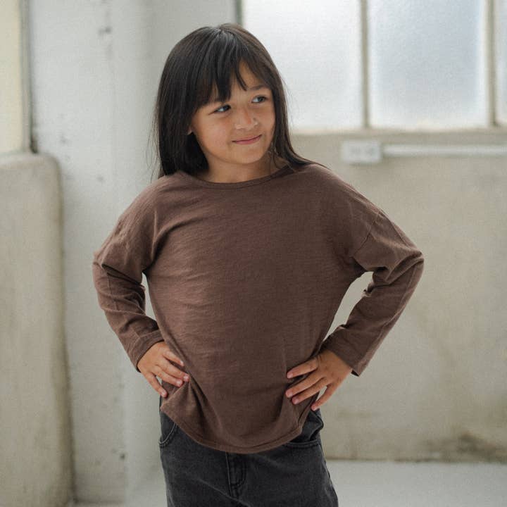 Pike Street Long Sleeve | Mocha for wholesale by Blaze Kids Wear