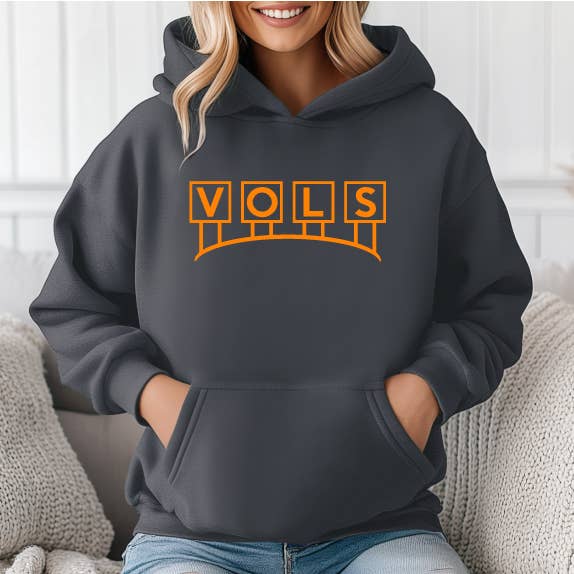Vols Stadium Billboard, sweat à capuche en polaire gris chiné foncé pour la vente par Crossaid