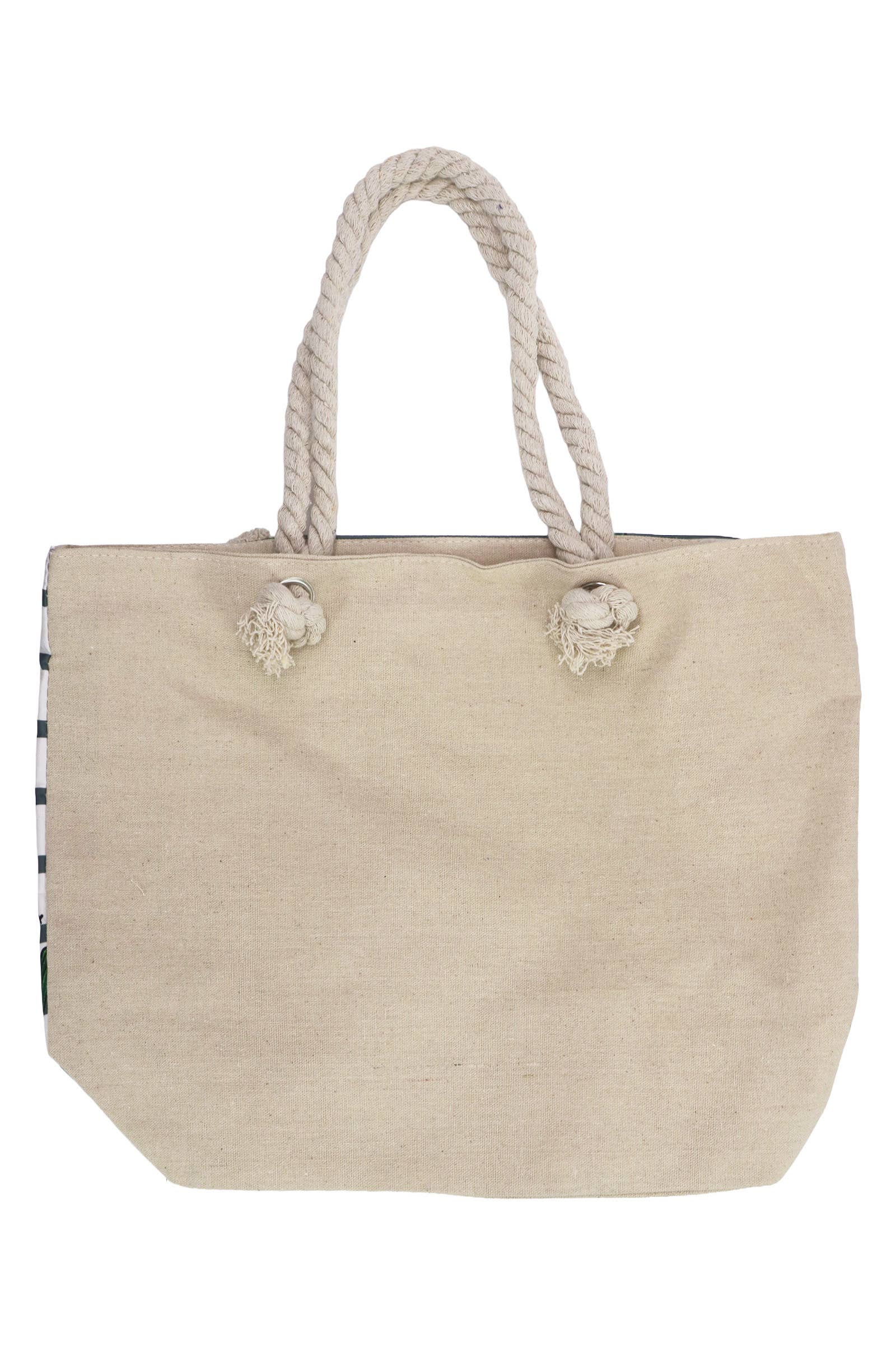 AS SHOWN Vibrant Cactus Print Zippered Canvas Tote Bag for wholesale on Faire5