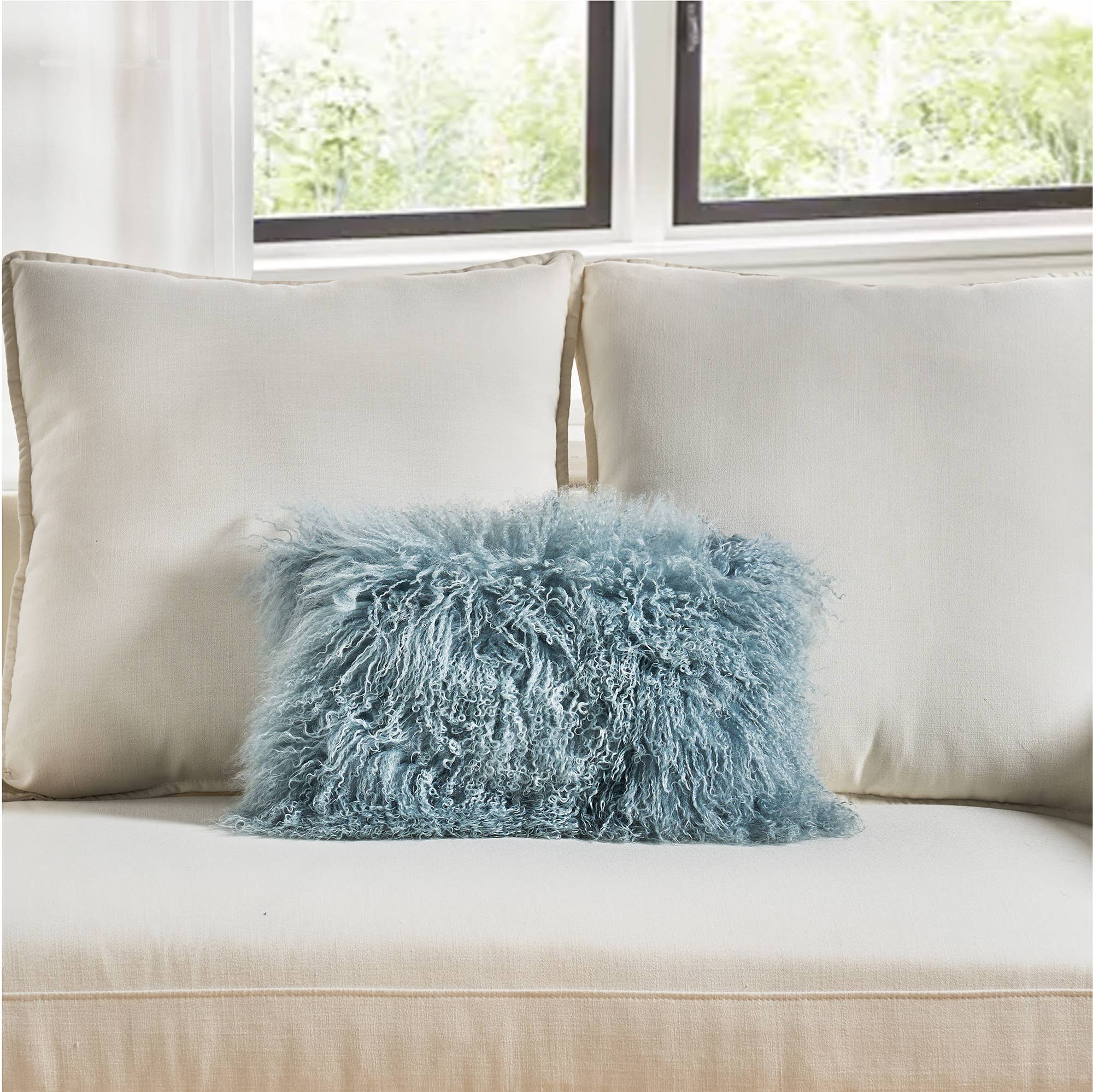 HUIRESOURCE - Vente Coussin décoratif - Coussin en fourrure d'agneau mongol - 30 x 45 cm7